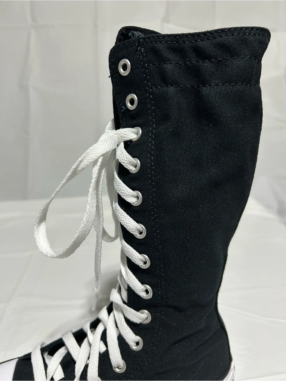 Size 13 Converse Black and White Knee-High Lace-Up Kids Sneakers